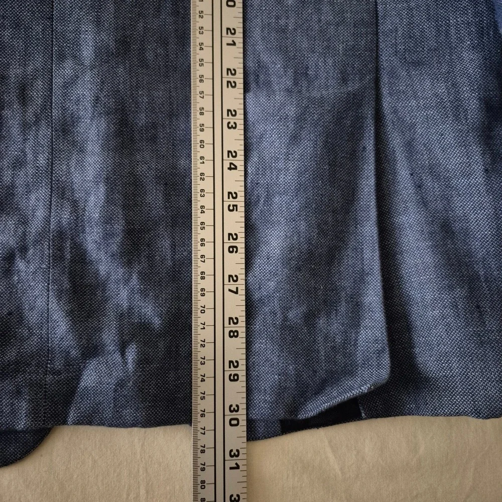 Banana Republic Mens 42R Slim Fit Linen Blazer Comet Blue 2-Button Jacket
